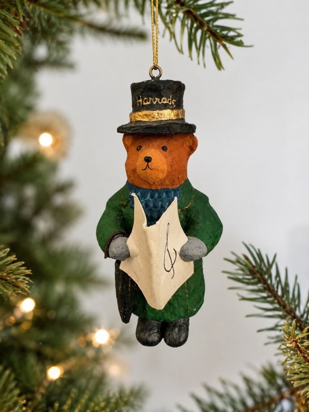 Vintage Harrods Bear Christmas Ornament Iceland Hand Painted Holiday Decor 6.5